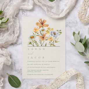 Invitation Mariage au jardin botanique de fleurs sauvages