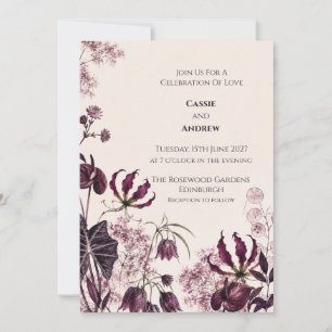 Invitation Mariage au jardin botanique Deep Plum