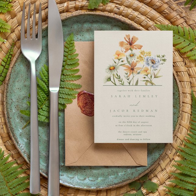 Invitation Mariage au jardin botanique des fleurs sauvages (Créateur téléchargé)