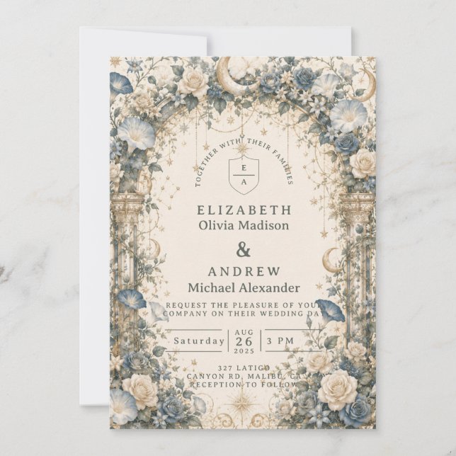 Invitation Mariage au Jardin Céleste Éthéré (Devant)