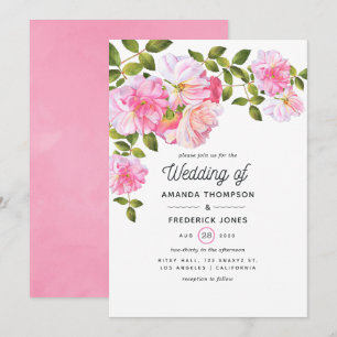 Invitation Mariage au jardin de roses roses