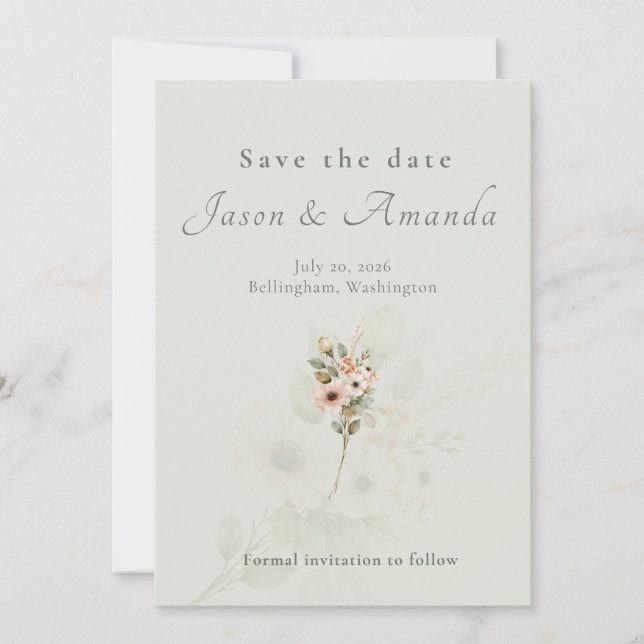 Invitation Mariage au Jardin de Sauge Botanique - Épargnez la (Devant)