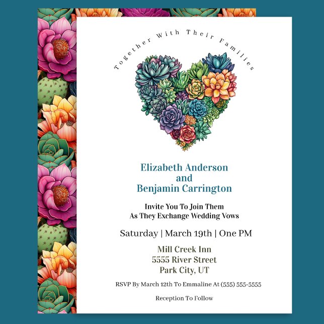 Invitation Mariage au Joli Cœur de Cactus (Créateur téléchargé)