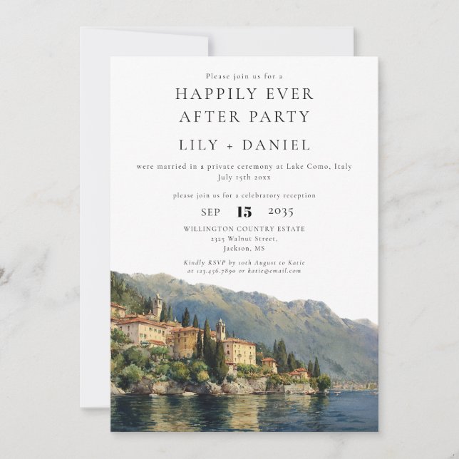 Invitation Mariage au Lac de Côme en Italie pour toujours heu (Devant)