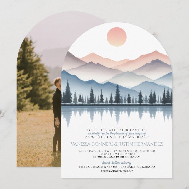Invitation Mariage au lac de montagne (Devant / Derrière)