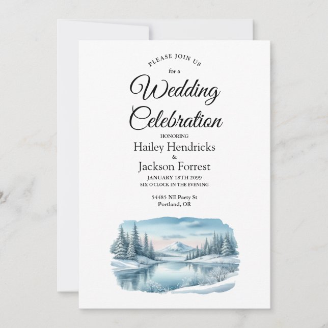 Invitation Mariage au lac d'hiver de Snowy Mountain (Devant)