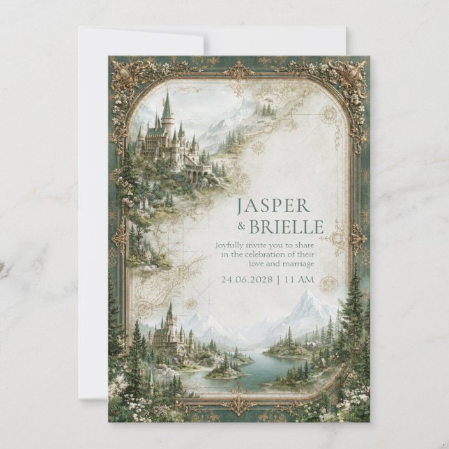 Invitation Mariage au lac du château de sauge (Devant)