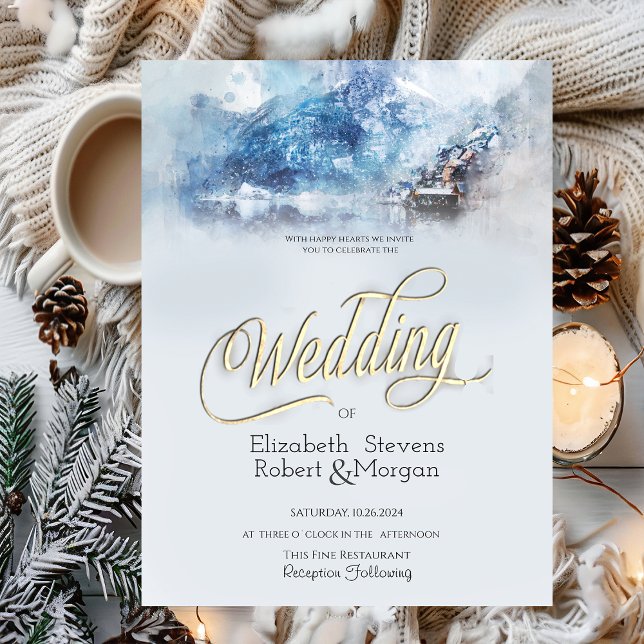 Invitation Mariage au lac Winter Mountain (Créateur téléchargé)