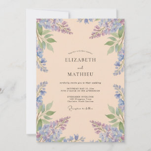 Invitation Mariage au lilas abricot glycine