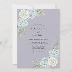 Invitation Mariage au lilas doré Hydrangea Eucalyptus