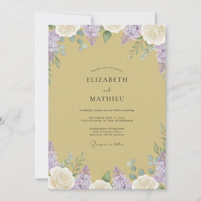 Invitation Mariage au lilas doré Wisteria (Devant)