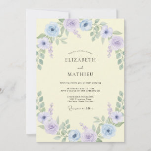 Invitation Mariage au lilas et pivoine citron