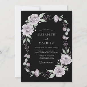 Invitation Mariage au lilas noir de pivoine