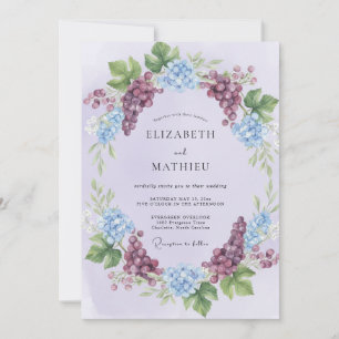 Invitation Mariage au lilas, prune et hydrangea eucalyptus