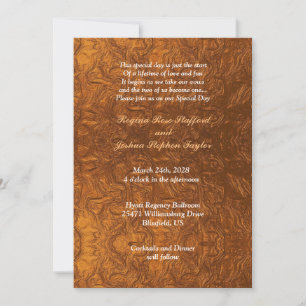 Invitation Mariage au look cuivré magnifique et texturé