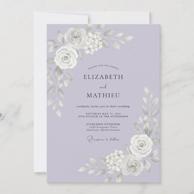 Invitation Mariage au Lys Blanc de Lilas (Devant)