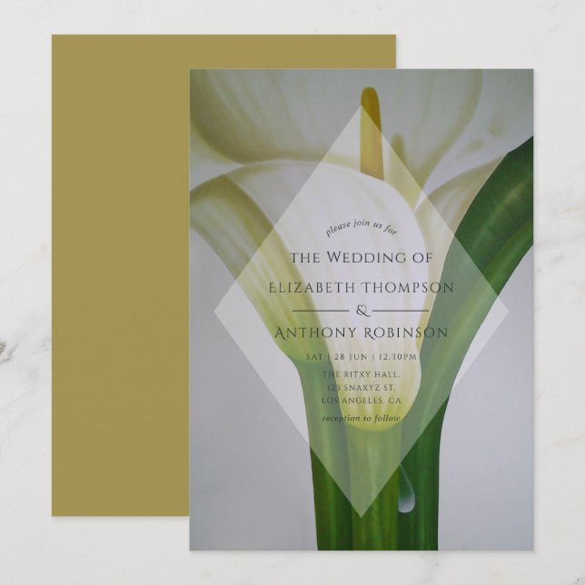 Invitation Mariage au Lys d'Arum (Devant / Derrière)