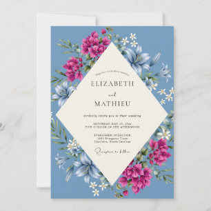 Invitation Mariage au Lys Magenta Azur