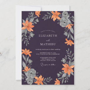 Invitation Mariage au Lys Orange Prune