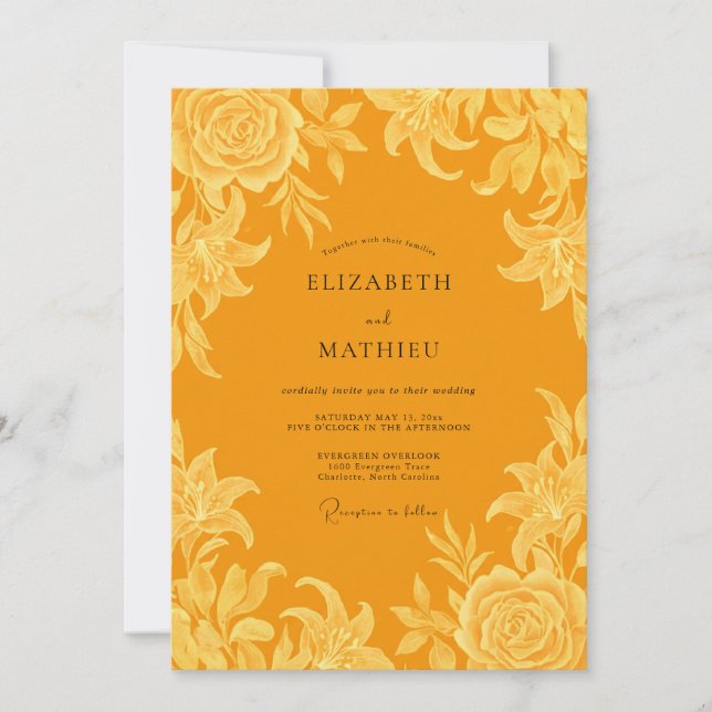 Invitation Mariage au Lys Saffron (Devant)