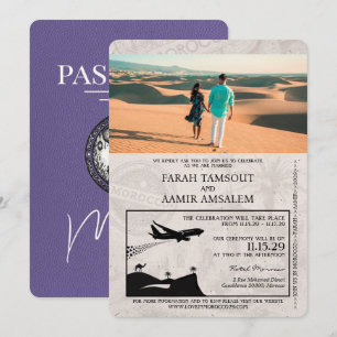 Invitation Mariage au Maroc Passeport Violet Lilas