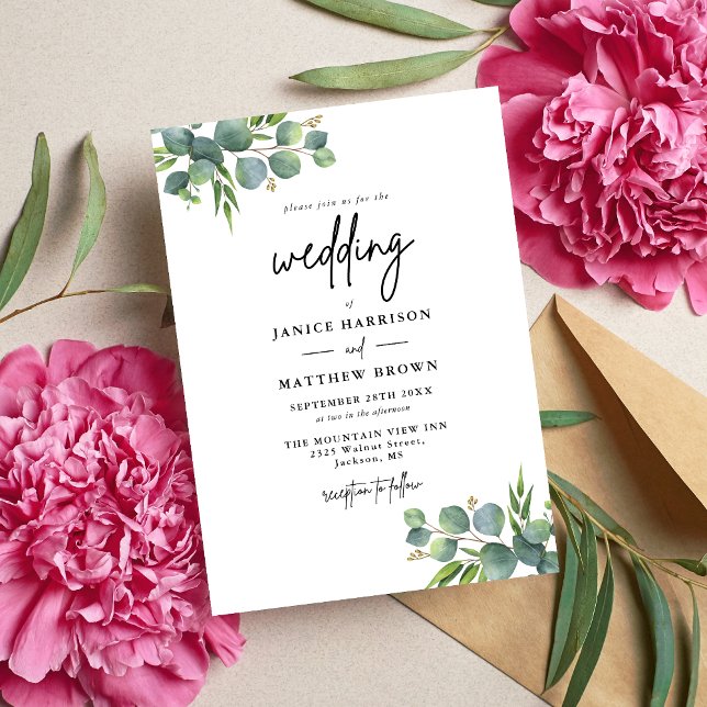 Invitation Mariage au milieu des terres boisées de sauge et d (Eucalyptus woodland invitation adds natural elegance and beautifully invites guests to your wedding)