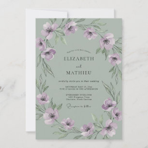 Invitation Mariage au Mint Anémone Lilas