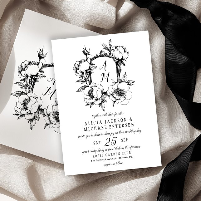 Invitation Mariage au monogramme baroque vintage (Créateur téléchargé)