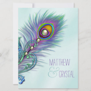 Invitation Mariage au paon bleu sarcelle et violet