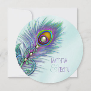 Invitation Mariage au paon bleu sarcelle et violet