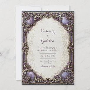 Invitation Mariage au Papier Améthyste Doré à Rinceaux