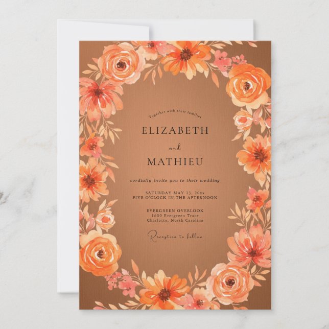 Invitation Mariage au pavot en terre cuite (Devant)