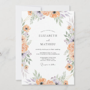 Invitation Mariage au Péché Lilas Ranunculus Eucalyptus Attén