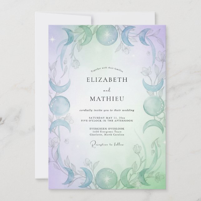 Invitation Mariage au Periwinkle Menthe Eucalyptus Céleste (Devant)