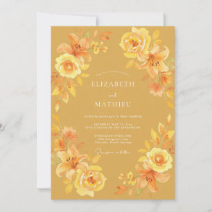 Invitation Mariage au pétale ambre doré