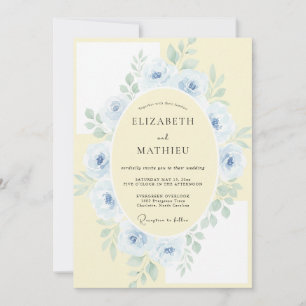 Invitation Mariage au pétale bleu en poudre au beurre
