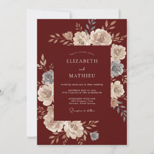 Invitation Mariage au pétale bordeaux