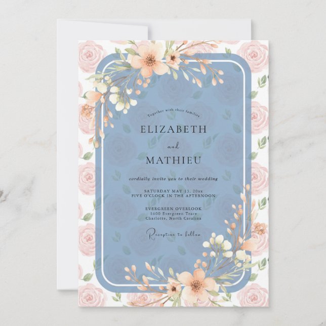 Invitation Mariage au pétale d'abricot en acier (Devant)