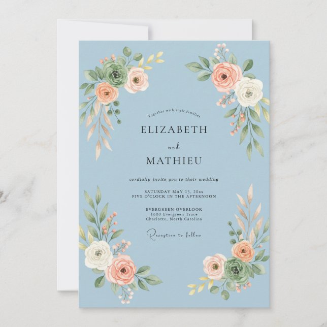 Invitation Mariage au pétale d'abricot givré (Devant)
