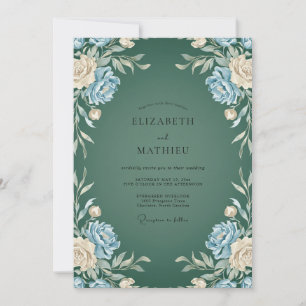 Invitation Mariage au pétale d'azur forestier