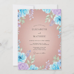 Invitation Mariage au pétale d'azur pêche