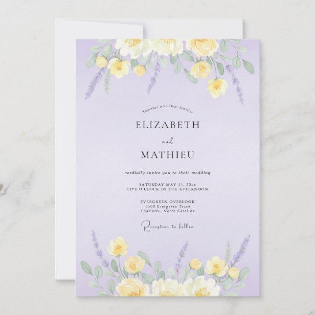 Invitation Mariage au pétale de beurre d'orchidée (Devant)