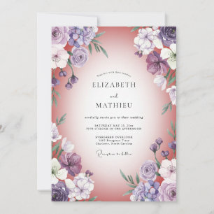 Invitation Mariage au pétale de corail lilas
