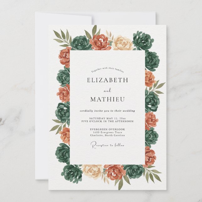Invitation Mariage au pétale de jade rouillé (Devant)