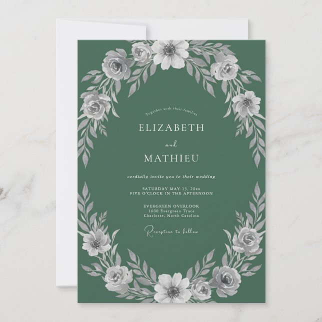 Invitation Mariage au pétale de mousse assourdie (Devant)