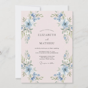 Invitation Mariage au pétale de pêche azur