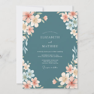 Invitation Mariage au pétale de pêche rose saumon