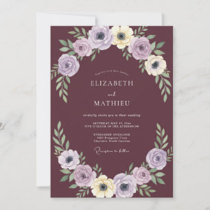 Invitation Mariage au pétale de prune terne