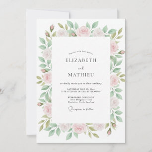 Invitation Mariage au pétale de sauge mauve vintage