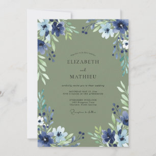 Invitation Mariage au pétale d'Indigo Olive